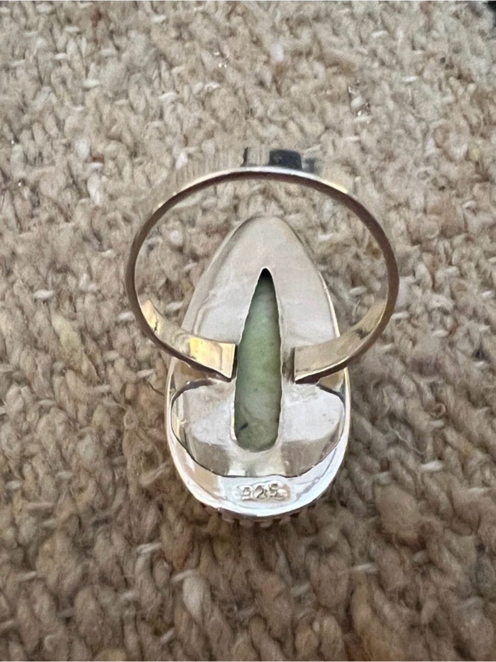 ❤️ Variscite Large Teardrop 925 Navajo Statement 3.3mm Band Ring 8.25 Gm Unisex - Picture 6 of 7